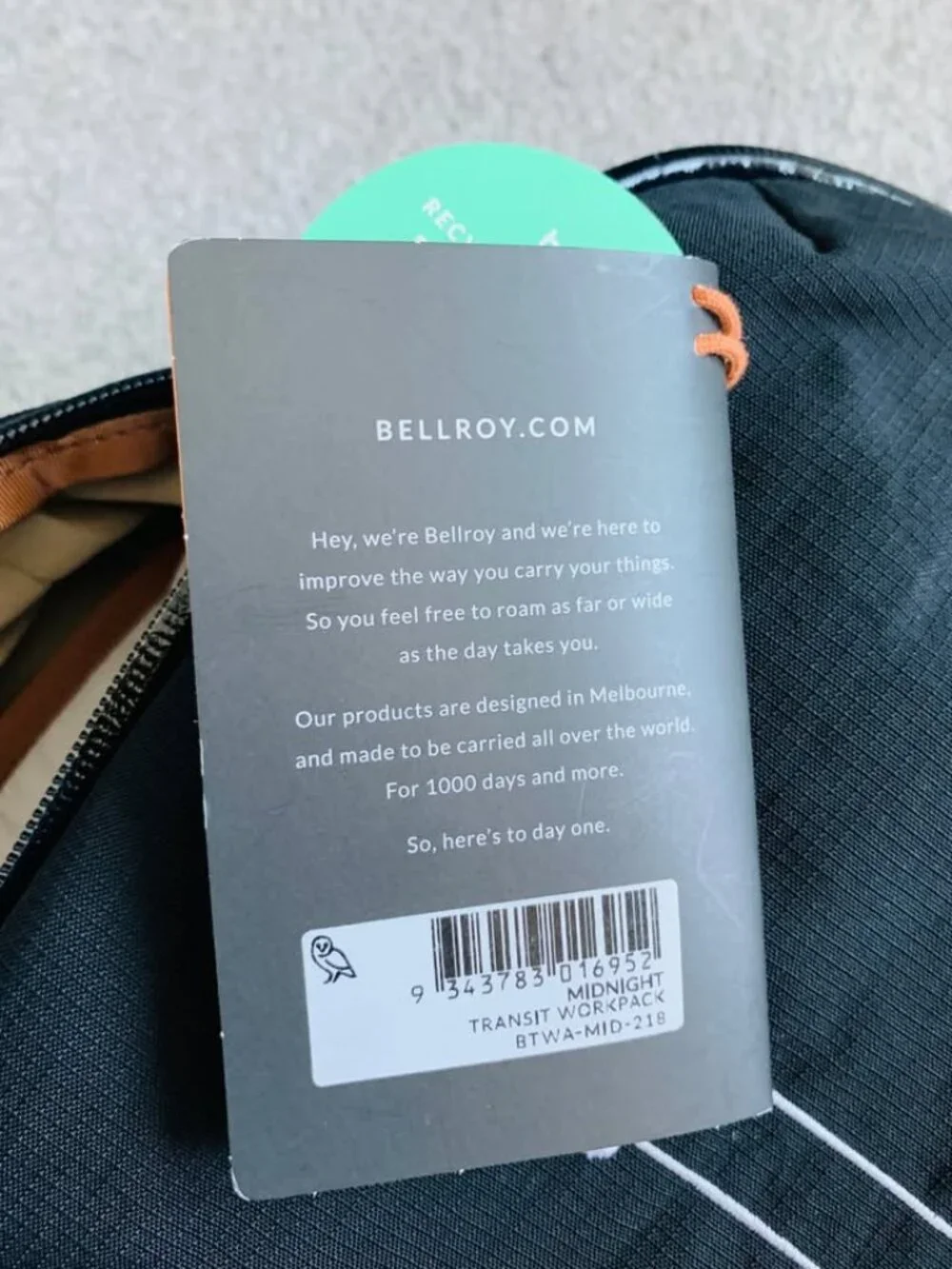 Bellroy Transit Workpack Backpack EDC 20L First Gen